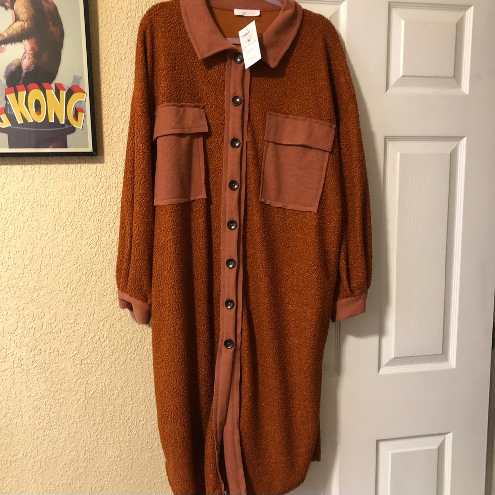 Nwt Rust Shacket By Ces Femme L New Nwt - image 1